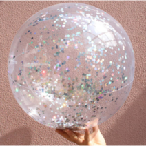 예스쓰리유통 SKW 스팡글 팡팡 물놀이 비치볼 40cm (손펌프 증정), 실버팡팡40cm