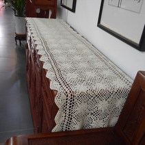 거실장 위에 까는것 손뜨개 레이스 테이블 보 커버 러너 식탁보, 40x120CM, 하얀