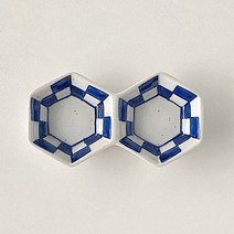 일본풍 간장 소스 도자기 2구 찬기 종지, 육각, 1개