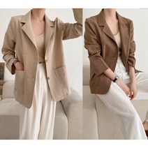 여자 봄 여름 카라넥 린넨자켓 루즈핏 마자켓 정장 오피스룩 3040대 미시룩