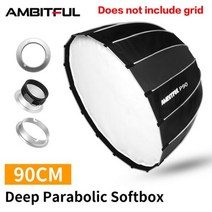 AMBITFUL-P90 휴대용 90CM 16 봉 딥 파라볼릭 소프트 박스 보웬스 프로포토 엘린크롬 마운트 플래시 소프트박스 허니콤 그리드 포함, for Profoto Mount_No Gird