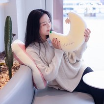 SanBeans 35cm 맞춤형 Ins 귀여운 무지개 베개 인형 온라인 연예인 북유럽 클라우드 베이 창 쿠션 (노란색)