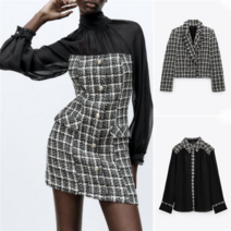 내눈에 콩깍지 46회 옷 패션 김해미 최윤라 블랙 앤 화이트 트위드 자켓 원피스 세트