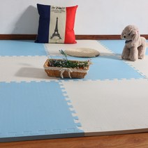 층간소음 두꺼운퍼즐매트 2.5cm 4매1세트 30cm60cm 바닥 셀프시공 아이들 소음제거, 60X60X2.5 12개 조각, 흰색+하늘색