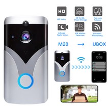 M20 무선 WiFi 초인종 도어벨 HD 원격 음성대화 UBOX 스마트 모니터링, 실버