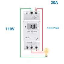 24시간 타이머 콘센트 전자 주간 7 일 프로그래밍 가능 THC15 AC220/230/240V 30A 디지털 LCD 전원 가능한 시간 스위치 릴레이 UL Li, 02 30A110V1NO1NC, 02 30A110V1NO1NC