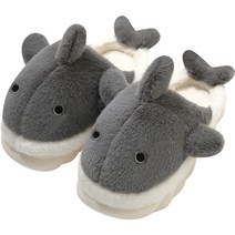 털슬리퍼 쿠션 거실화 털실내화 커플세트 겨울 방한 사무실 학교 귀여운 상어 동물 캐릭터, 핑크  소 고래