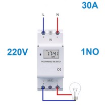 24시간 타이머 콘센트 전자 주간 7 일 프로그래밍 가능 THC15 AC220/230/240V 30A 디지털 LCD 전원 가능한 시간 스위치 릴레이 UL Li, 05 30A220V1NO, 05 30A220V1NO