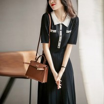 ROGBID 여름 여성 롱 하객 슬림핏 반팔 니트 원피스