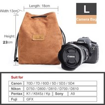 럭셔리 벨벳 양털 DSLR 카메라 가방 렌즈 파우치 삼성 NX NX1 NX5 NX20 NX30 NX100 NX200 NX210 NX3300 NX300M NX500, 카메라 가방 카키 L