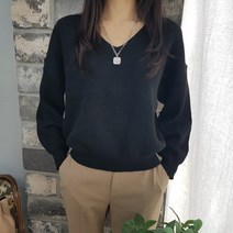 상상그이상 여성용 국내제작 라인 캐시울 니쥬 브이넥 니트 부드러운 캐시울소재 단정한 니트탑 기본아이템 슬랙스 코디추천