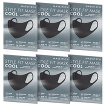 마스키치 스타일핏 쿨 마스크 5+1 세트 퀵드라이 여름용 스포츠 연예인마스크, (L) 블랙 6매