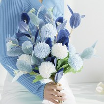 셀프웨딩 셀프부케 고급스러운 조화 풍성한 꽃 장식 집들이선물 인테리어소품, 조화9, 블루화병