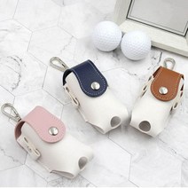 2구 골프공 골프티 볼주머니 볼파우치 케이스 포켓 인조가죽 간편 착용 벨트형, 브라운