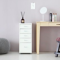 마켓B 바퀴달린 이동식 틈새 3단 4단 5단 6단 수납장 서랍장, 4.1 단 솔리드베이지