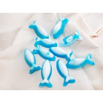 [수하련_디자인비누] 민트 물고기 샤워바, 8마리 (본품_약98g) 추가, 선물포장, 선물포장(2개씩 분할 포장_ 4개)
