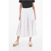 Woolrich PLEATED 코튼 POPELINE MAXI 서클 스커트 위드 DRAWSTRING 온 COWWGON0332PO90 8641