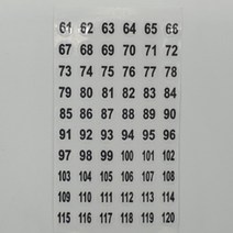 투명 숫자 번호 소품 분류표기 넘버링스티커 61~120번, 투명 원형 61-120 번호