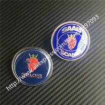 자동차 엠블럼 50mm 신차 링 사브 스카니아 블루 프론트 보닛 엠블럼 자동 로고 2 핀 5289871 4522884 개, saab