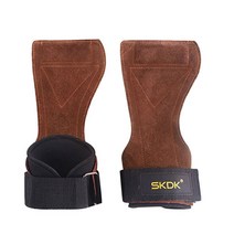 SKDK 가죽 헬스 스트랩 리프팅 역도 장갑, 브라운
