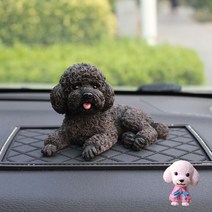 푸들 비숑 피규어 모형 인형 인테리어 카페 자동차 액세서리 소품 장식 용품 꾸미기 + 귀여운 푸들피규어, 블랙 푸들+피규어