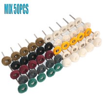 1quot 연마 버핑 휠 울 펠트 그라인딩 헤드 수색 패드 로터리 도구 용 미니 브러시 연마 32.35mm 생크, 3mm 생크 포함, 50개 믹스