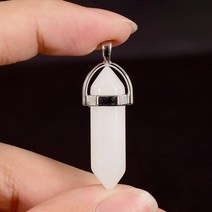 자수정 원석도매 자수정 크리스탈 펜던트 보석 석영 육각 기둥 모양 목걸이 DIY 만들기 액세서리, 07 white jade