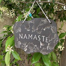 White and Black Clay Namaste Lotus Flower Sign Handmade Art Yoga Home Decor -Stock Photo please re, 1, black-brown, white