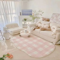 원목 바둑판 고급 현대 미술 플러시 소녀 방 IG 특이한 모양의 푹신하고 두꺼운 매트 카펫 러그 거실 럭셔리 넓은 공간, [09] Customizable size, [05] 5