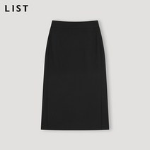 [리스트(LIST)] 사이드 슬릿 미디 스커트_TWWSKN50050_BK