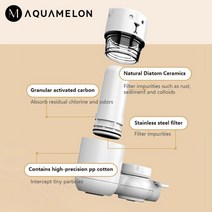 AquaMelon 수돗물 정수기 필터 성분 ABS 소재 천연 규조토 세라믹 + 활성탄 입자 대체 6 개월마다