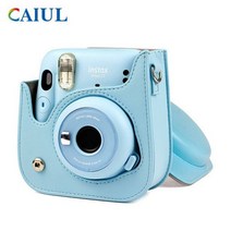 Instax Mini 11 카메라 케이스 PU 가죽 소프트 실리콘 커버 백 후지 필름 폴라로이드 가방 (숄더 스트랩 포함), 02 Black
