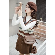 캐주얼 지퍼 컬러 겨울 트위드 라운드 앙고라 간절기 조끼베스트 손뜨개 흰색