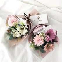 미니 조화꽃다발 납골당꽃, 화이트, 고무흡착판(큐방)