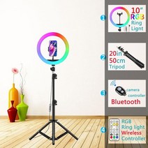 스튜디오조명 방송용 제품 촬영 방송 조명 10in rgb selfie ring light 삼각대 전화 스탠드 홀더 사진 ringlight circle fill light 45, 협력사, RGB 유형 4