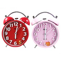 굿팬시 탁상시계 무소음 외장벨 알람시계, [TY]3D 저소음 칼라탁상벨시계핑크