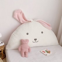 아이방 머리 베개 보드 침대 헤드 쿠션 귀여운 여아방 토끼 프레임 캐릭터 슈퍼 싱글 여자 꾸미기 침대 싱글 등받이 쿠션, AC