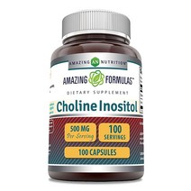 Amazing Formulas 콜린 이노시톨 500mg 100캡슐 보충제 | GMO 프리 글루텐 미국 제조 USA