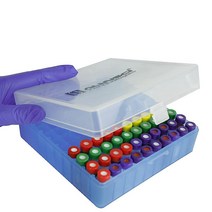 Microtube 보관 상자 100웰 폴리프로필렌 잠금 가능한 바이알 홀더 랙 1.51.82ml 자동 샘플러 샘플용 블루 1팩
