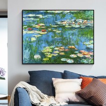 대형 DIY 보석십자수 모네 수련 구슬 비즈 큐빅 십자수 집순이 취미 태교, 60 × 45cm