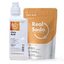 리얼소다 무수 구연산 프리미엄 보틀 1kg+팩 1kg 세탁 세정제 섬유유연제 식용구연산, 무수구연산 보틀 1kg+팩 1kg