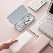슬소생 모던 심플 베이직 3칸 분리 수납 필통 파스텔 사각필통 신학기선물 새학기준비, 그레이