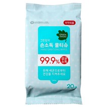 그린핑거 손소독물티슈(살균소독99.9%)휴대용20매x1팩