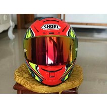 카본헬멧 ABS SHOEI X-fourteen 레드 카토 성격 헬멧 오토바이 사계절 남자와 여자 전체, 06 Golden lens_02 L