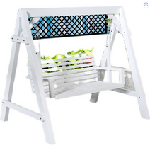 나무 그네 의자 테라스 원목 정원 방수 라탄 야외벤치, 분홍색