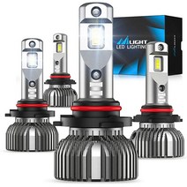 Nilight H4 LED 헤드라이트 전구 14000lm H4/Hb2/9003 하이/로우 빔 6500k 쿨 화이트 IP67, 9005+9006