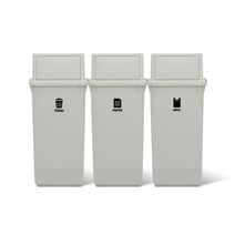 내츄럴 분리수거함 롱바디 60L 3P, 라이트그레이