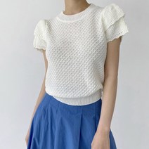 프릴 포인트 캡소매 니트티