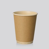 [소분] 생분해 대나무 PLA 3중 단열 종이컵 크라프트 엠보싱 50개, 12oz 50개