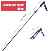 등산스틱 등산 스틱 금속 트레킹 폴 지팡이 캠프 액세서리 개폐식 자기 방어 하이킹 유행, 03 purple stick L1